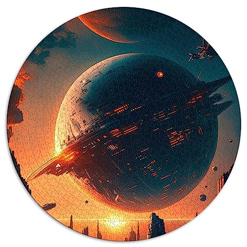 Puzzle für Erwachsene, Alien-Planet-Skyline-Puzzle, 1000 Teile, rundes Puzzle, Stressabbau (67,5 x 67,5), 1000 Teile von UNIKEI