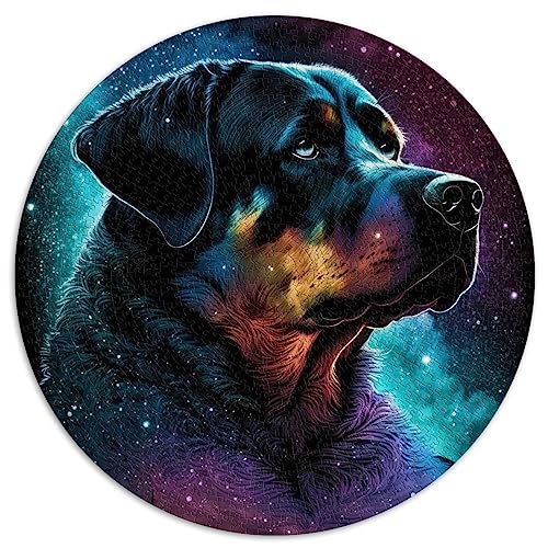 Puzzle für Erwachsene, Rottweiler-Stil, 1000 Teile für Erwachsene, runde Puzzles, Familiendekoration (67,5 x 67,5), 1000 Teile von UNIKEI