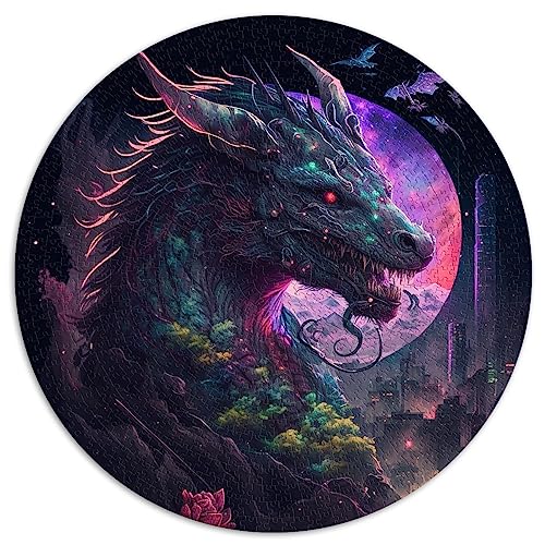 Puzzles für Erwachsene, Drache, 1000 Teile, rundes Puzzle, Kunstwerk, Geschenk (67,5 x 67,5), 1000 Teile von UNIKEI