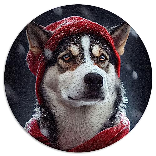 Puzzles für Husky Snow, 1000 Teile, für Erwachsene, rundes Puzzle, bunt (67,5 x 67,5), 1000 Teile von UNIKEI