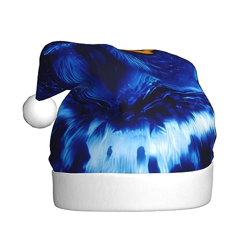 Weihnachtsmütze mit blauem Eulen-Druck, Plüsch-Weihnachtsmütze, Unisex, für Weihnachten, Neujahr, festliche Feiertagsparty von UNIOND