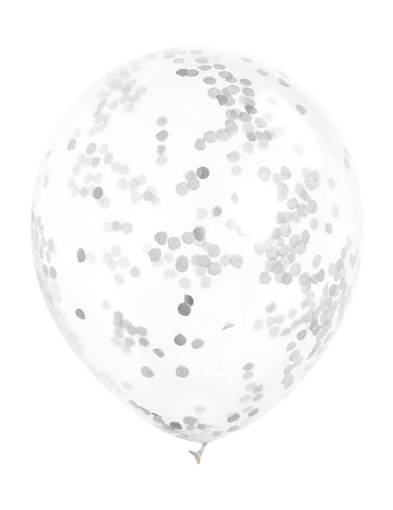 Befüllbare Konfetti-Ballons 6 Stück silber von UNIQUE