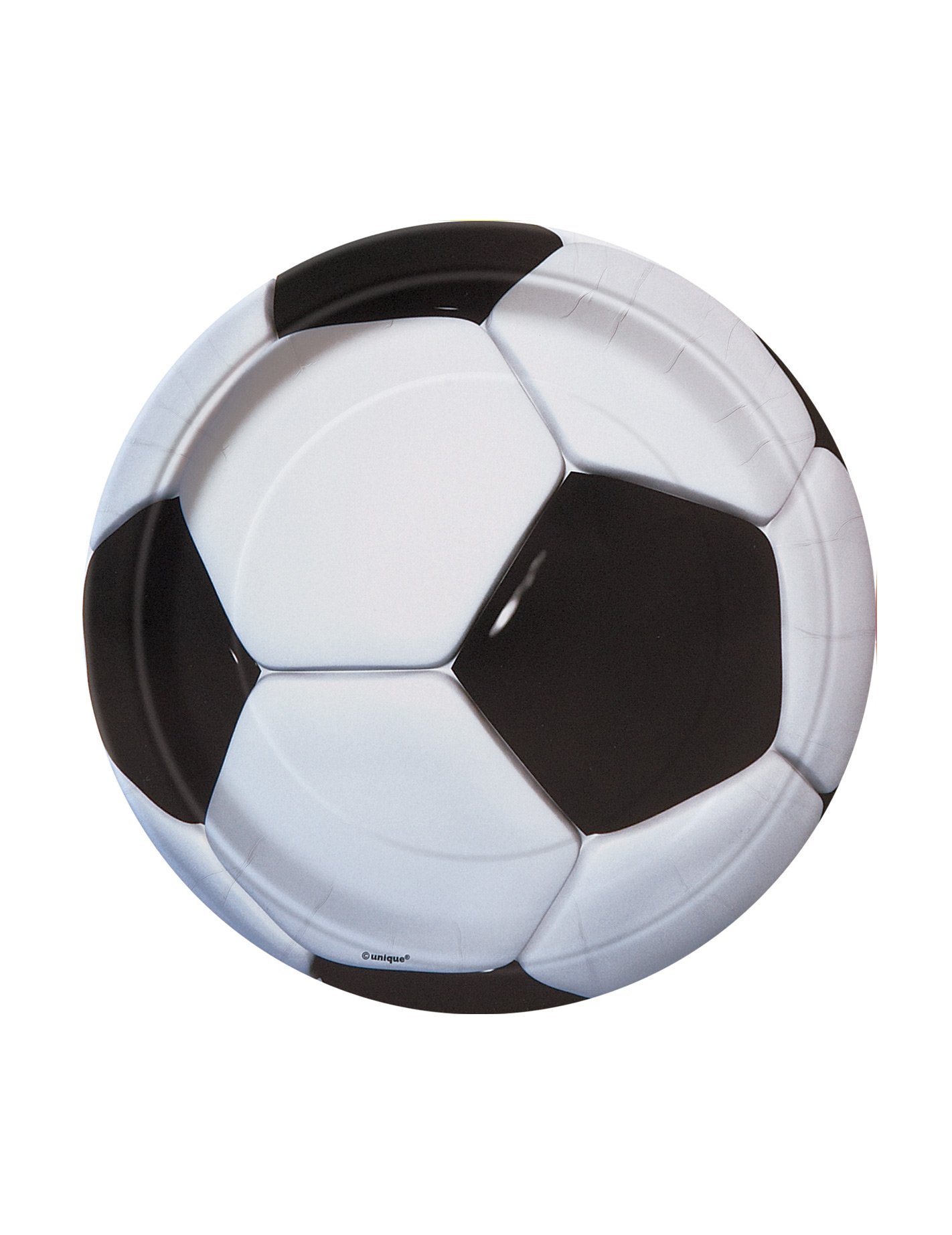 Fussball-Pappteller 8 Stück schwarz-weiss 18cm von UNIQUE