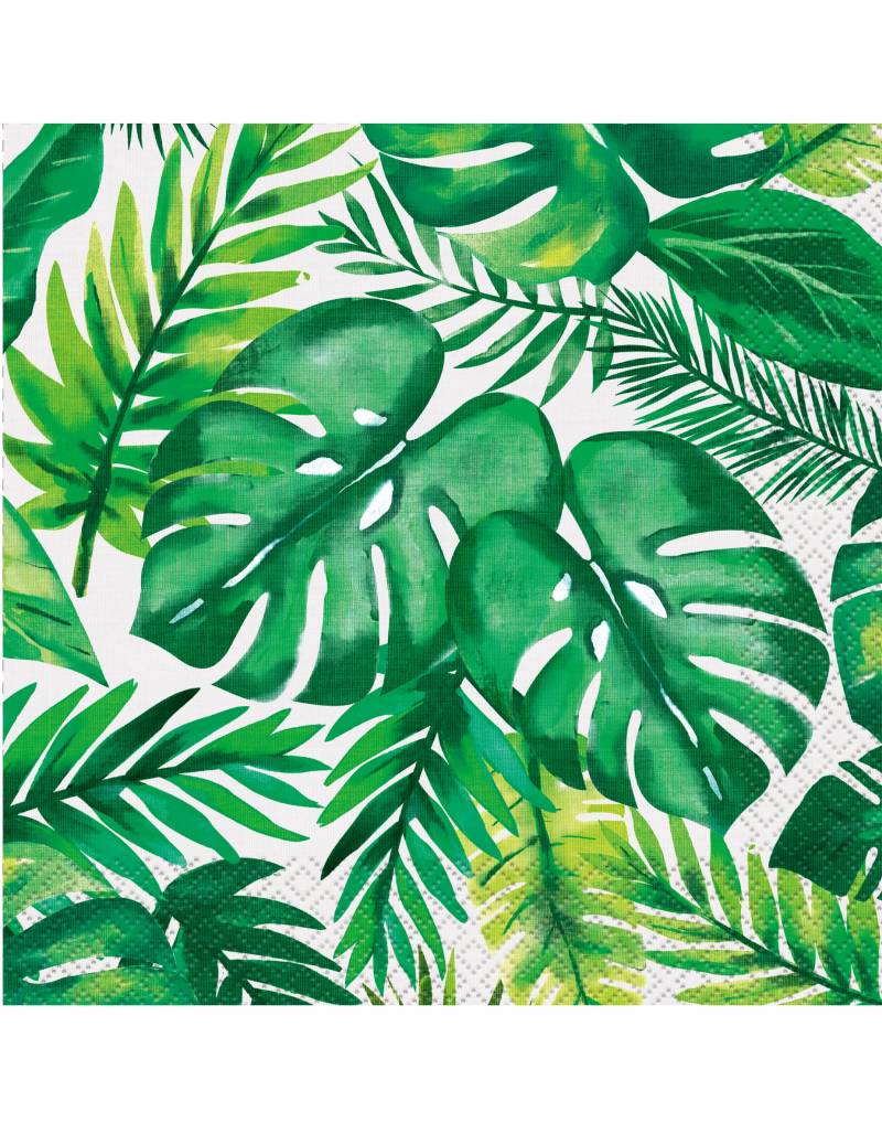 Papierservietten Tropical-Muster 16 Stück grün-weiss 33x33cm von UNIQUE