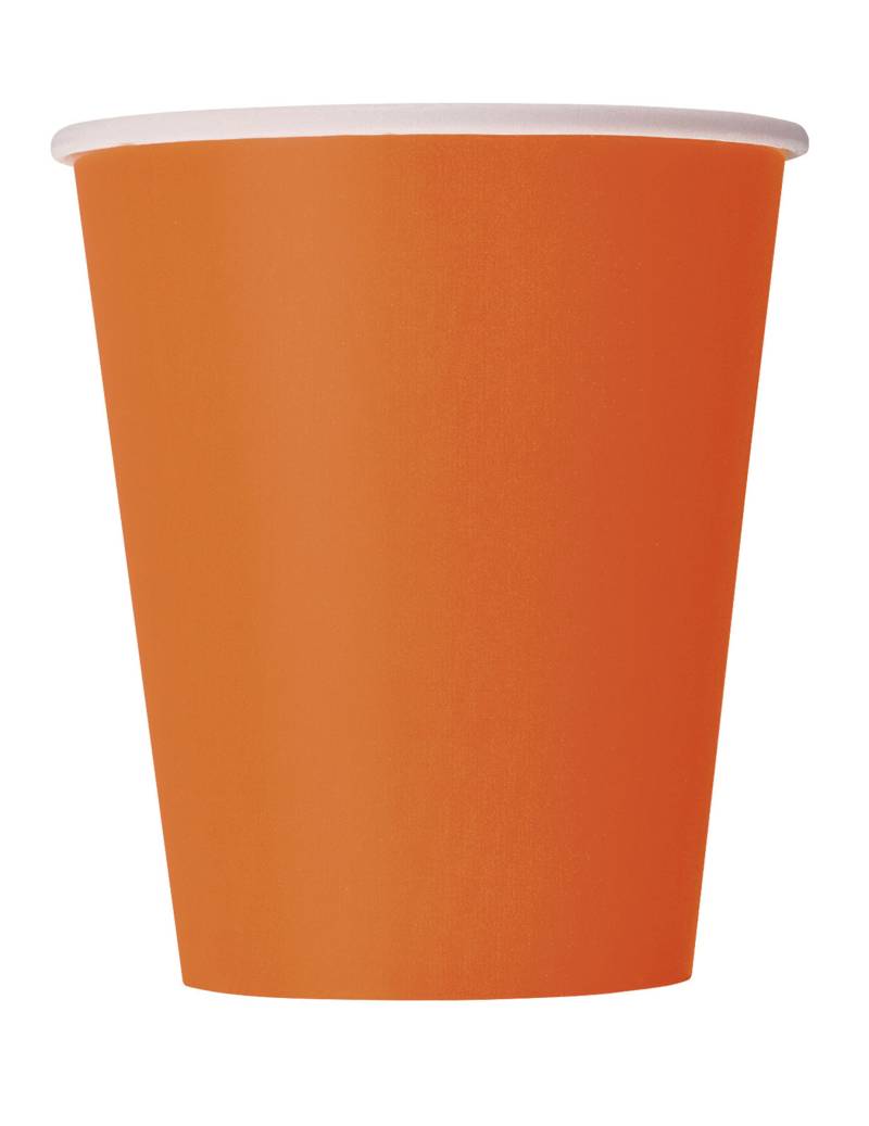 Pappbecher Partyzubehör 14 Stück orange 266 ml von UNIQUE