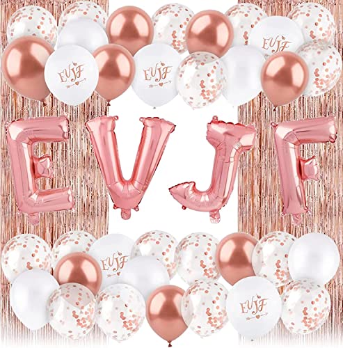 EVJF Balloons Bogenballongirlande, Platinballons, Konfetti und EVJF-Folienballons, Bachelorette Party Supplies, Bachelorette Party Dekorationen (Roségold) von UNIVERTEN