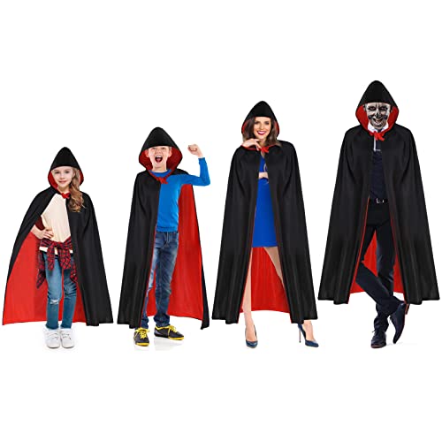 UNOLIGA Halloween Vampir Umhang Erwachsene, Schwarz Roter Umhang, Kapuzenumhang, Dracula Umhang für Damen Herren, Halloween Vampir Kostüm, Faschingskostüm Vampir (Geeignete Höhe 175-200 cm) von UNOLIGA