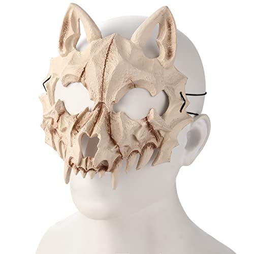 UNOLIGA Japanische Halloween Maske Skull Mask Werwolf Maske, Halloween Skelett Maske, Horror Totenkopf Maske, Gruselige Tier Schädelmaske für Erwachsene Kinder, Wolf Skull Mask aus PU-Schaum von UNOLIGA