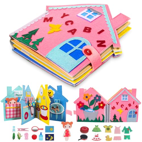 UNOSEKS Quiet Book 2 Jahre, Filzbuch Bauernhof Montessori, 3D Filz Busy Book Ab 2 Jahr Baby Activity Buch Lernspielzeug, Stoffbuch 1-6 Jahr Geschenk Für Mädchen Jungen (quiet book4) von UNOSEKS