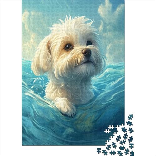 Bichon Frise Puzzle 1000 Teile,für Erwachsene, Impossible Puzzle,farbenfrohes Legespiel,Geschicklichkeitsspiel Für Die Ganze Familie,Erwachsenenpuzzle Puzzel 1000pcs (75x50cm) von UNRXJZLVM