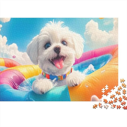 Bichon Frise Puzzle 1000 Teile Schwer Puzzle Spielzeug Pädagogisches Spiel Impossible Herausforderung Spielzeug Für Erwachsene Und Kinder Ab 12 Jahren 1000pcs (75x50cm) von UNRXJZLVM