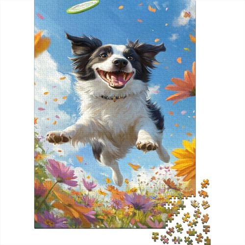 Border Collie 1000 Stück Puzzles Für Erwachsene Teenager Stress Abbauen Familien-Puzzlespiel 1000-teiliges Puzzle Kinder Lernspiel Spielzeug Geschenk Puzzel 1000pcs (75x50cm) von UNRXJZLVM