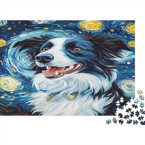 Border Collie 1000 Stück Puzzles Für Erwachsene Teenager Stress Abbauen Familien-Puzzlespiel Mit Poster in Voller 1000-teiliges Puzzle Lernspiel Spielzeug Geschenk 1000pcs (75x50cm) von UNRXJZLVM