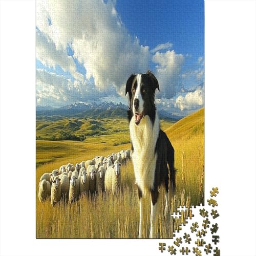 Border Collie Puzzle 1000 Teile,Puzzle Für Erwachsene, Impossible Puzzle, Geschicklichkeitsspiel Für Die Ganze Familie,Puzzle Farbenfrohes,Puzzle-Geschenk,Raumdekoration Puzzel 1000pcs (75x50cm) von UNRXJZLVM