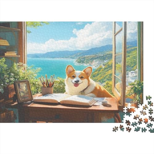 Corgi Holzpuzzle Erwachsene, 1000 Teile Großes Holzpuzzle Für Erwachsene Und Kinder, Anzug Klassisches Puzzle Für Kinder Ab 12 Jahren Und Erwachsene 1000pcs (75x50cm) von UNRXJZLVM