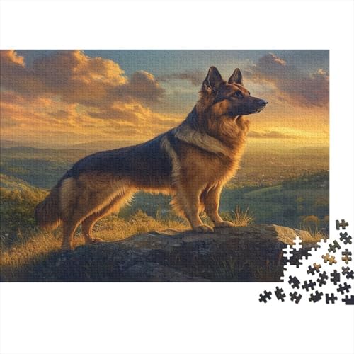 Deutsche Schäferhunde 1000 Stück Puzzles Für Erwachsene Teenager Stress Abbauen Familien-Puzzlespiel 1000-teiliges Puzzle Kinder Lernspiel Spielzeug Geschenk Puzzel 1000pcs (75x50cm) von UNRXJZLVM