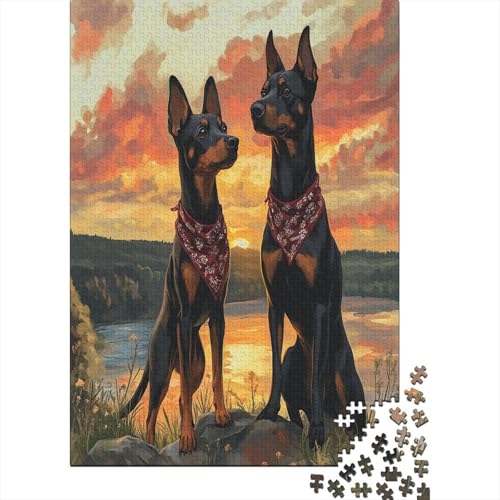 Dobermannn Puzzle 1000 Teile Puzzles Für Erwachsene Lernspiel Herausforderungsspielzeug 1000-teilige Puzzlespiel Für Erwachsene Kinder Puzzel 1000pcs (75x50cm) von UNRXJZLVM