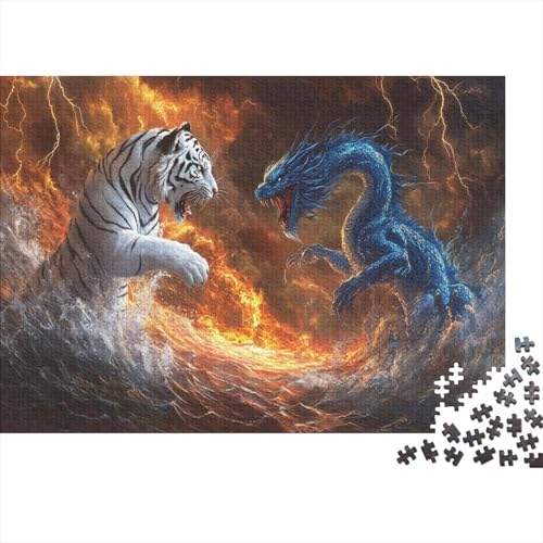 Drache Tiger Puzzle 1000 Teile Schwer Puzzle Spielzeug Pädagogisches Spiel Impossible Herausforderungsspielzeug Für Erwachsene Und Kinder in Bewährter 1000pcs (75x50cm) von UNRXJZLVM