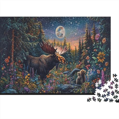 Elch Puzzle 1000 Teile Schwer Puzzle Spielzeug Lernspiel Impossible Herausforderung Spielzeug Für Erwachsene Kinder 1000pcs (75x50cm) von UNRXJZLVM