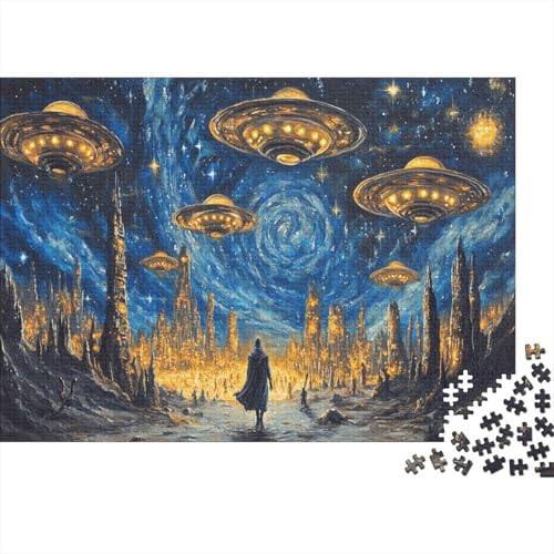 Fliegende Untertasse Puzzle 1000-teilige Schwer Puzzle Spielzeug Lernspiel Impossible Herausforderung Spielzeug Für Erwachsene Kinder 1000pcs (75x50cm) von UNRXJZLVM