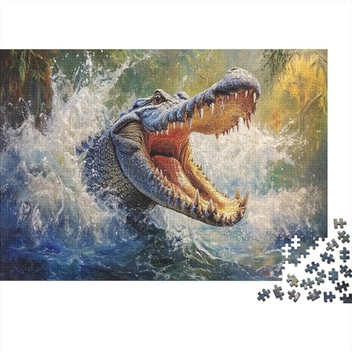 Krokodil Puzzle 1000 Teile Schwer Puzzle Spielzeug Lernspiel Impossible Herausforderung Spielzeug Für Erwachsene Und Kinder in Bewährter 1000pcs (75x50cm) von UNRXJZLVM