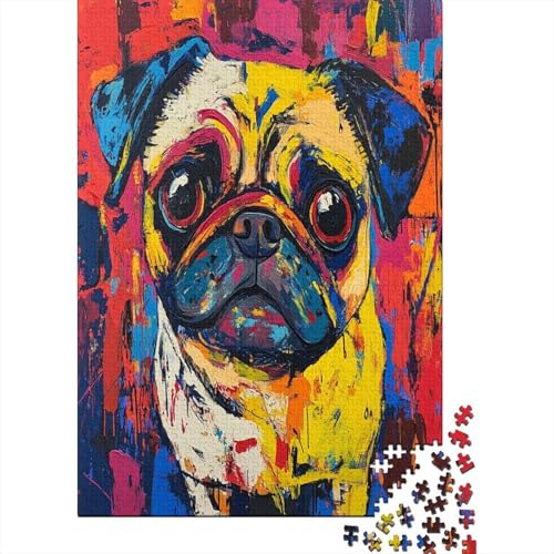 Mops 1000 Stück Puzzles Für Erwachsene Teenager Stress Abbauen Familien-Puzzlespiel 1000-teiliges Puzzle Kinder Lernspiel Spielzeug Geschenk Puzzel 1000pcs (75x50cm) von UNRXJZLVM