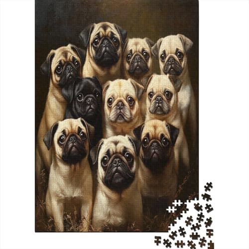 Mops 1000 Stück Puzzles Für Erwachsene Teenager Stress Abbauen Familien-Puzzlespiel Mit Poster in Voller 1000-teiliges Puzzle Lernspiel Spielzeug Geschenk 1000pcs (75x50cm) von UNRXJZLVM