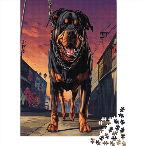 Rottweiler Holzpuzzle Erwachsene, 1000 Teile Großes Holzpuzzle Für Erwachsene Und Kinder, Anzug Klassisches Puzzle Für Kinder Ab 12 Jahren Und Erwachsene 1000pcs (75x50cm) von UNRXJZLVM