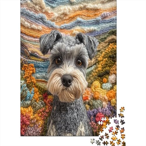 Schnauzer Holzpuzzle Erwachsene, 1000 Teile Großes Holzpuzzle Für Erwachsene Und Kinder, Anzug Klassisches Puzzle Für Kinder Ab 12 Jahren Und Erwachsene 1000pcs (75x50cm) von UNRXJZLVM