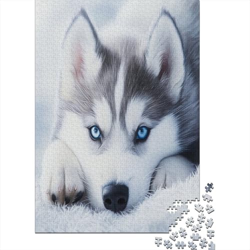 Sibirischer Husky 1000 Stück Puzzles Für Erwachsene Teenager Stress Abbauen Familien-Puzzlespiel Mit Poster in Voller 1000-teiliges Puzzle Lernspiel Spielzeug Geschenk 1000pcs (75x50cm) von UNRXJZLVM