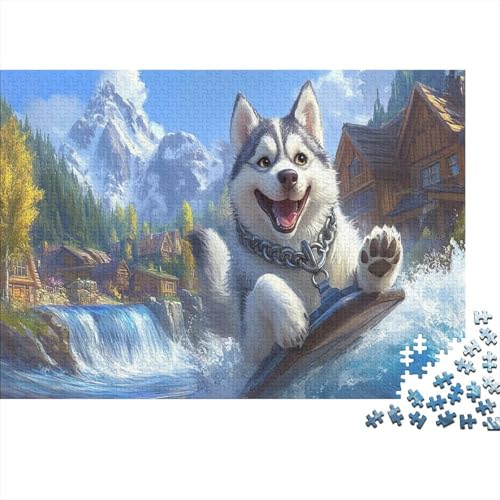 Sibirischer Husky Puzzle 1000 Teile Schwer Puzzle Spielzeug Pädagogisches Spiel Impossible Herausforderung Spielzeug Für Erwachsene Und Kinder Ab 14 Jahren 1000pcs (75x50cm) von UNRXJZLVM