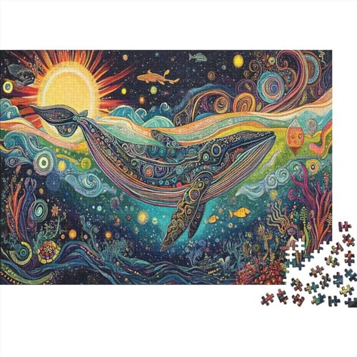 Whale Puzzle 1000-teilige Schwer Puzzle Spielzeug Lernspiel Impossible Dreamy Style Herausforderungsspielzeug Für Erwachsene Kinder 1000pcs (75x50cm) von UNRXJZLVM