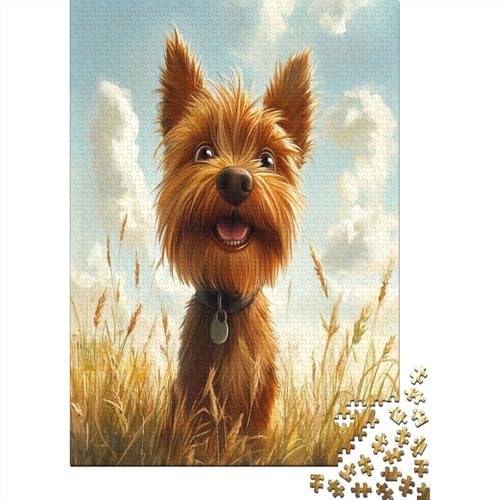 Yorkshire Terrier 1000 Stück Puzzles Für Erwachsene Teenager Stress Abbauen Familien-Puzzlespiel Mit Poster in Voller 1000-teiliges Puzzle Lernspiel Spielzeug Geschenk 1000pcs (75x50cm) von UNRXJZLVM