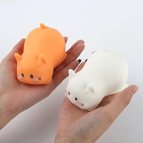 Niedliche Weiße Katze Stressball, Anti Stress Spielzeug Squishy Spielzeug Katze Squeeze Toy Mini Fidget Toys Anti Stress Stressbälle Squeeze Ball Fidget Toys für Kinder Erwachsener von UOCAI