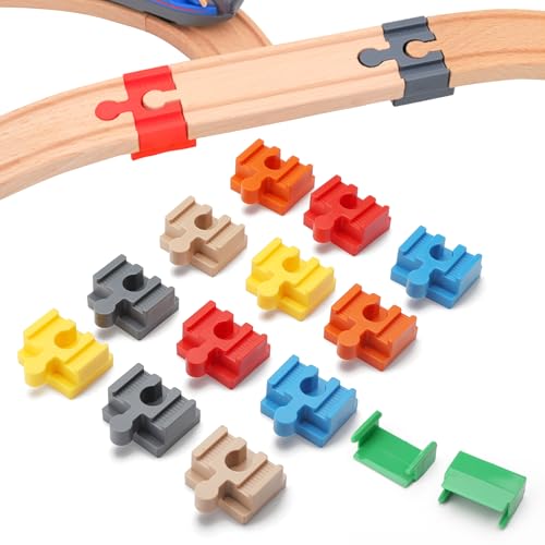 UOCAI 12 Teiliges Set Track Connectors und 3 Retainer, Schienenverbindern für Brio Duplo Systemverbinder, Kompatibler Adapter Gleisverbinder, Universell Kombiniert Beide Systeme Miteinander von UOCAI