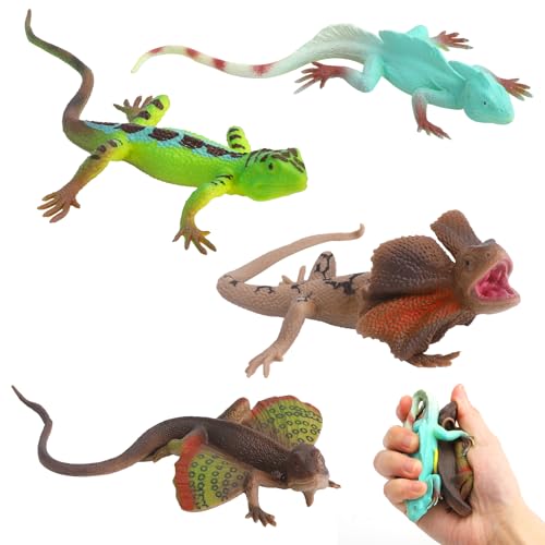 UOCAI 4 Stück Eidechse Spielzeug, Eidechse Gummi Tiere, Reptilien Eidechsen, Simulations-Eidechsenspielzeug, Eidechsenmodell Spielzeug, Chameleon für Kinderspielzeug, Halloween April Fools Day Prop UOCAI 4 Stück Eidechse Spielzeug, Eidechse Gummi Tiere, Reptilien Eidechsen, Simulations-Eidechsenspielzeug, Eidechsenmodell Spielzeug, Chameleon für Kinderspielzeug, Halloween April Fools Day Prop von UOCAI