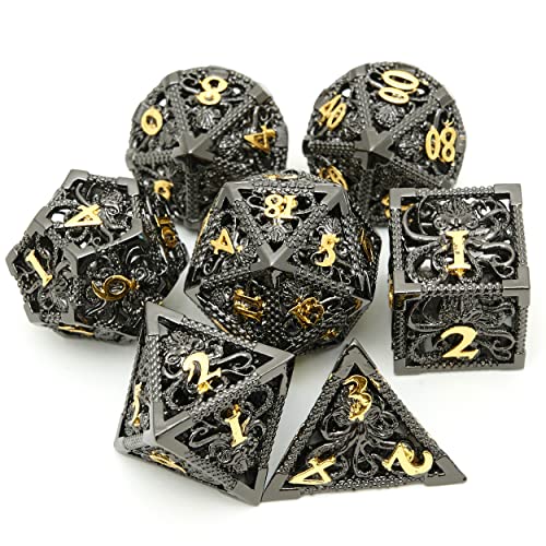 Dungeons and Dragons Dice DND Dice Set D and D dice Set D20 MTG Metal Dice Set Hollow Polyhedral Dice Role Playing Dice with Octopus Motifs for Dungeons and Dragons RPG Table Games von UONUOT