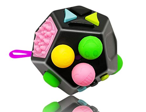 UOOEFUN Dodecagon Fidget-Spielzeug, hochwertig, 12-seitig, zur Linderung von Stress, Angst und Depressionen, Anti-ADS, ADHS, Zwangsstörungen, Autismus, für Jungen und Mädchen, Schwarz und verschiedene von UOOEFUN