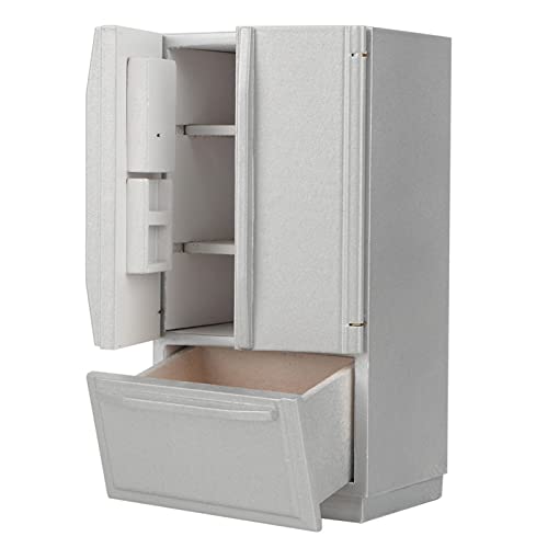 1:12 Holzkühlschrankmodell, Puppenhausspielzeug mit Minikühlschrank, für Puppenhaus-Innendekoration (Grey) von UPALDHOU