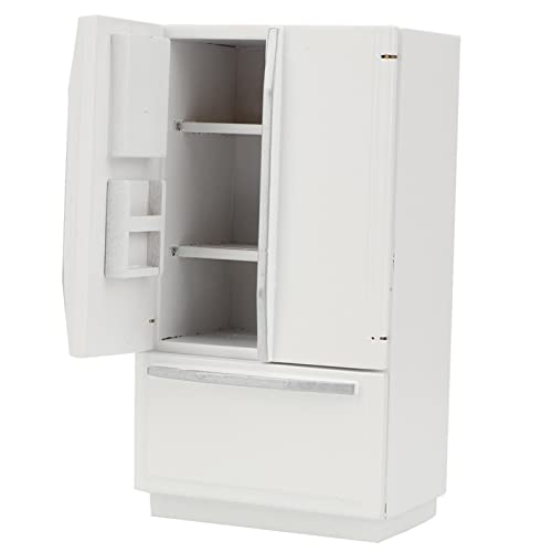 1:12 Holzkühlschrankmodell, Puppenhausspielzeug mit Minikühlschrank, für Puppenhaus-Innendekoration (White) von UPALDHOU