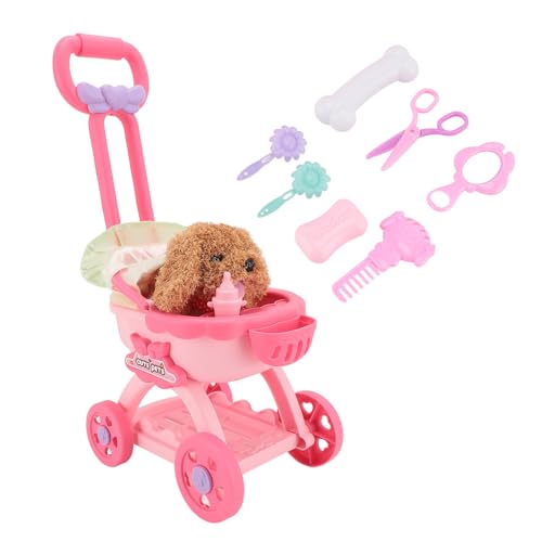 Haustier-Kinderwagen-Spielzeug, Großes Haustier-Puppen-Kinderwagen-Spielzeug, Pädagogischer Spiel-Hunde-Schiebewagen für Mädchen und (Teddy) von UPALDHOU