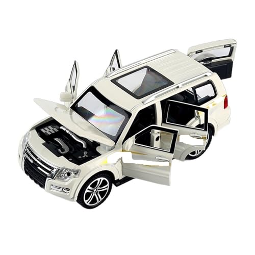 UPIKIT Auto Ornamente Maßstab 1:32 für Pajero Diecast Metal Alloy Off-Road Vehicles Modell Sound Licht Pull Back Modell Weihnachtsgeschenk (White) von UPIKIT