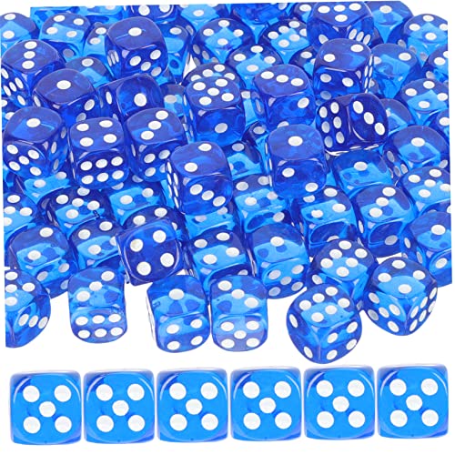 UPKOCH 100st Brettspiel-Tool Würfel Für Partyspiele Durchscheinende Farben Würfel Lustiges Spiel Spielwürfel Mit Quadratischen Ecken Spielwürfel Requisiten Zahlenwürfel Blue Acryl von UPKOCH