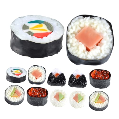 12st Sushi-Modell Sushi-replik Künstliches Sushi Simuliertes Essen Küchenspielzeug Vortäuschen Sushi-Simulation Küchensimulationsspielzeug Realistisches Essensdekor Prop Essen PVC UPKOCH von UPKOCH