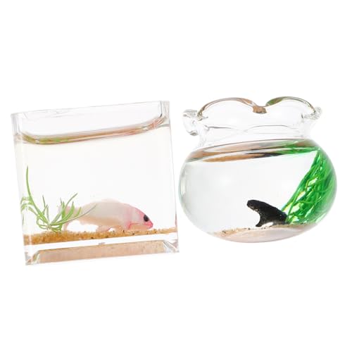 2St Miniatur-Koi-Becken Panzer Miniatur-Aquarium-Puppenhaus Miniatur-Fischgläser zum Basteln for Minihäuser Dekoration Miniatur Fischglas Miniatur-Szenendekor UPKOCH von UPKOCH