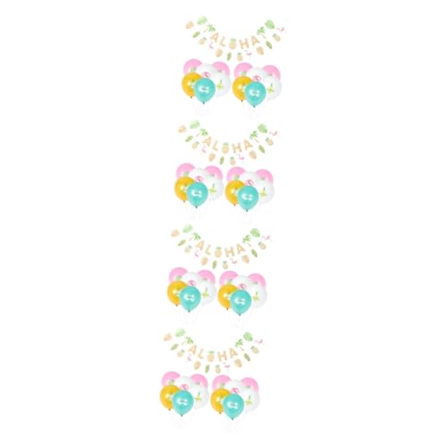 4 Sätze Hawaiianische Verzierung Tropische Party Blumendekorationen Aloha-ballongirlande Blumenverzierungen Ballons Und Banner Babyballons Kaktusballons Blumenballons Emulsion UPKOCH von UPKOCH