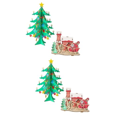 4 Stück 3D-Stereo-Weihnachtsbaum-Modell-Puzzle Spielzeug Holzpuzzle Für Jungen Holzpuzzles Für Kinder Puzzles Aus Holz Hölzern UPKOCH von UPKOCH