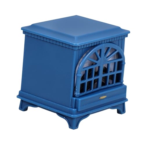 Kamin im Puppenhaus LED-Kamin Spielzeug Kamin Detailgetreuer Kamin Puppenstube Einrichtung Spielzeugkamin Miniaturmöbel Mini-Kamin Miniatur-Hausmöbel dekorativer Kamin Plastik Blue UPKOCH von UPKOCH