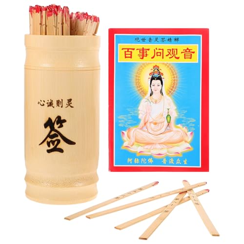 UPKOCH 1 Satz Avalokitesvara-Lotterie Vintage Weissagungsstütze Chinesische Kekse Glückskekse Chinesischer Weissagungseimer Buddhistische Wahrsagerei Requisiten Vermögen Klebt Eimer Holz von UPKOCH