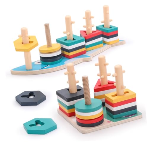 UPKOCH 1 Satz Bauernhof Tier-Set-säule Holzbaustein Frühpädagogisches Angebot Kognitive Spielsachen Hölzern Colorful von UPKOCH